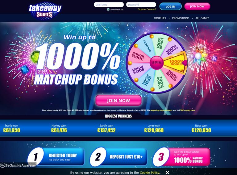 Taekaway Slots Website Screenshot