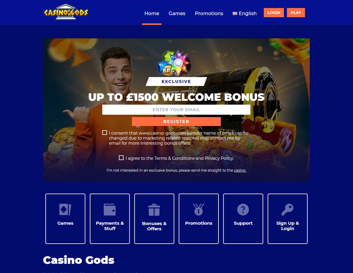 Casino Gods Website Screenshot