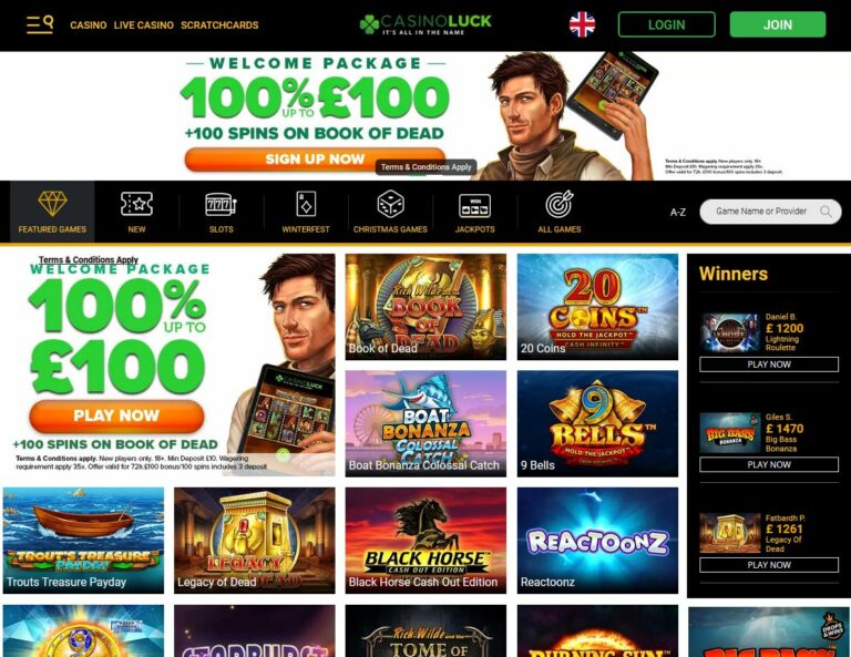 CasinoLuck Website Screenshot