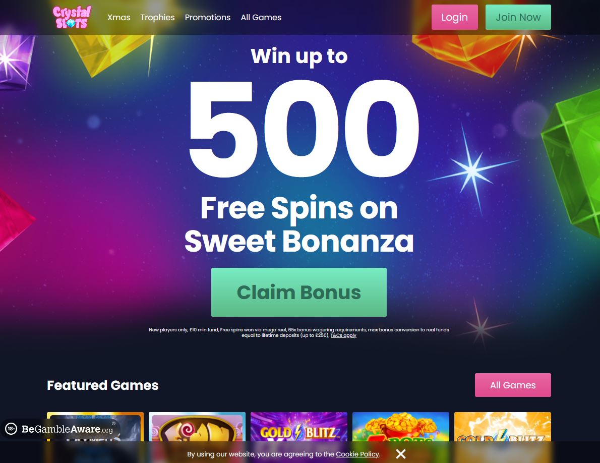 Crystal Slots Website Screenshot