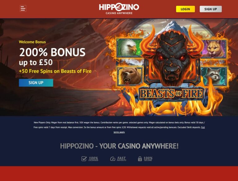 Hippozino Casino Website Screenshot