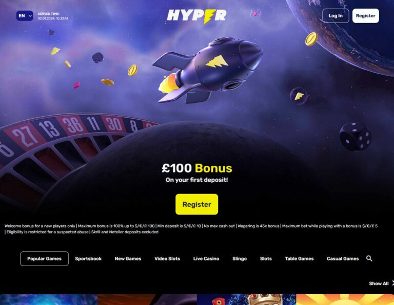 Hyper Casino Website Screenshot