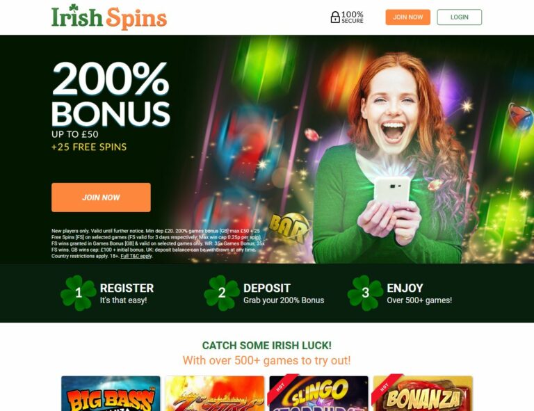 Irish Spins Website Screenshot