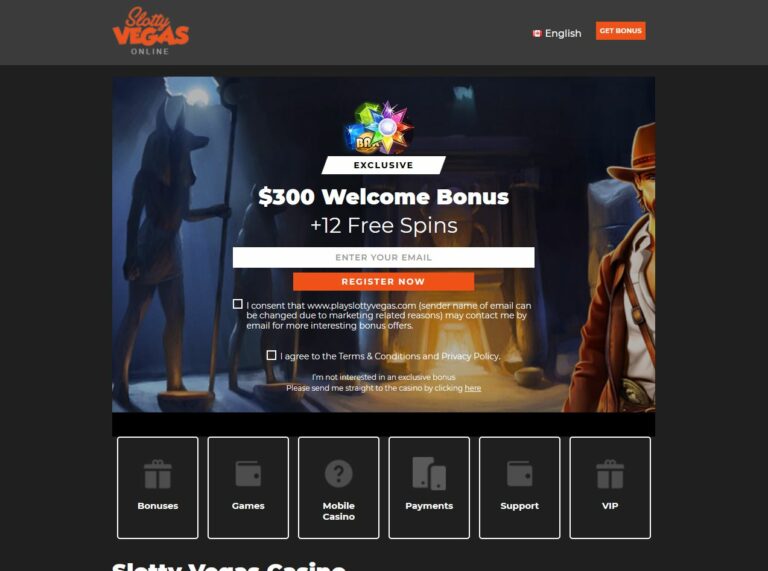 Slotty Vegas Website Screenshot