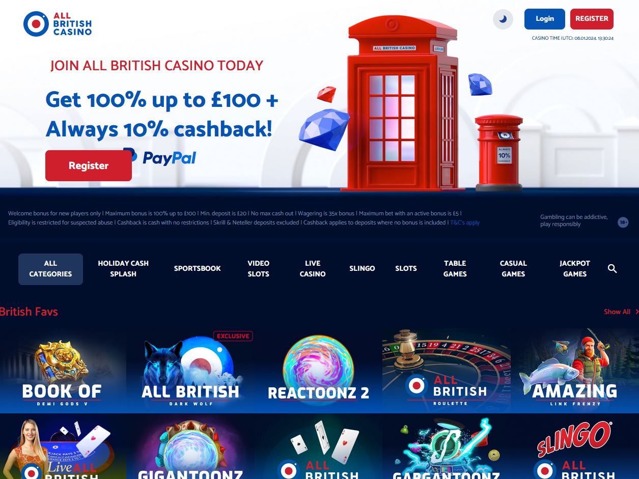 All British Casino Website Screenshot