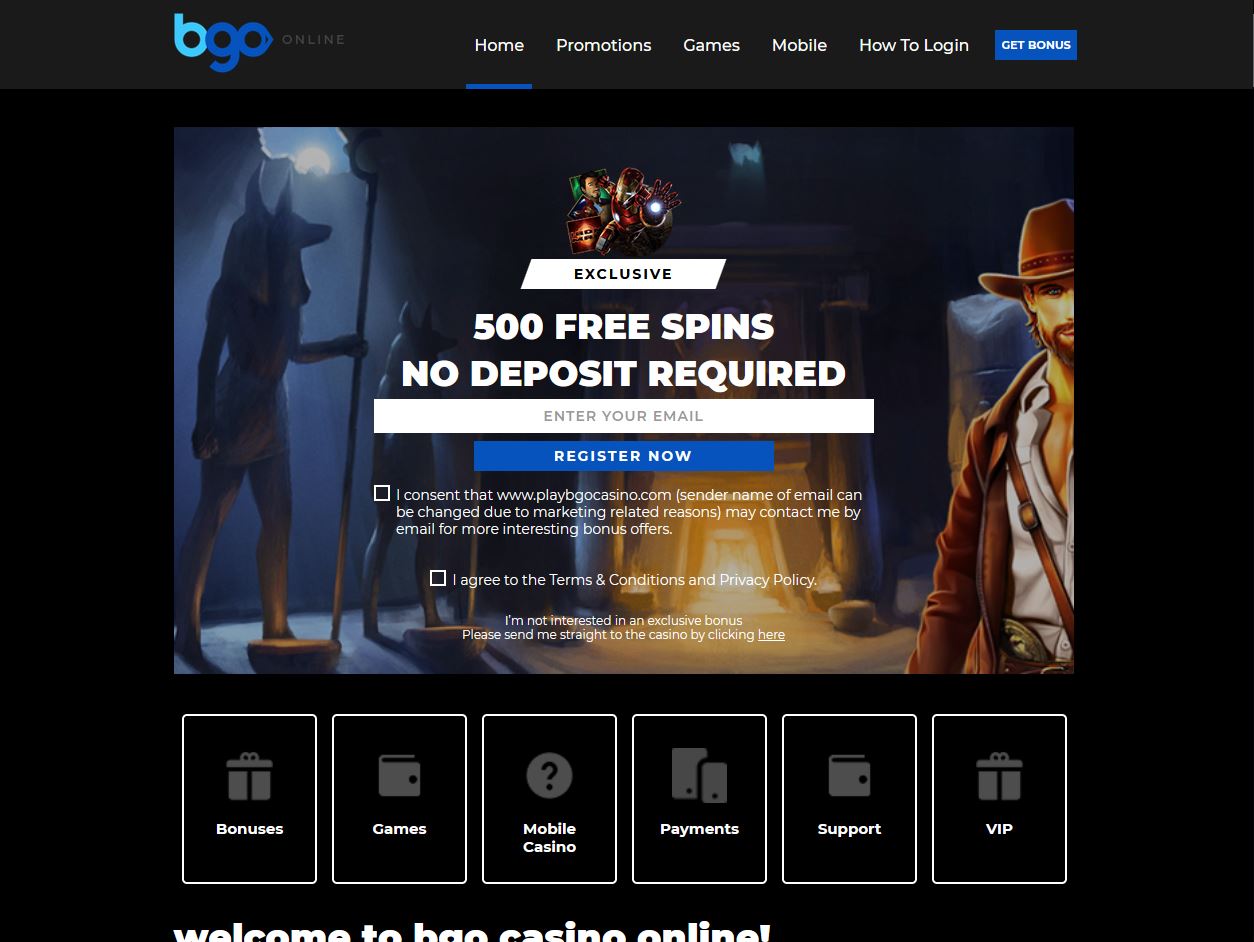 BGO Casino Website Screenshot