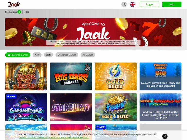 Jaak Casino Website Screenshot