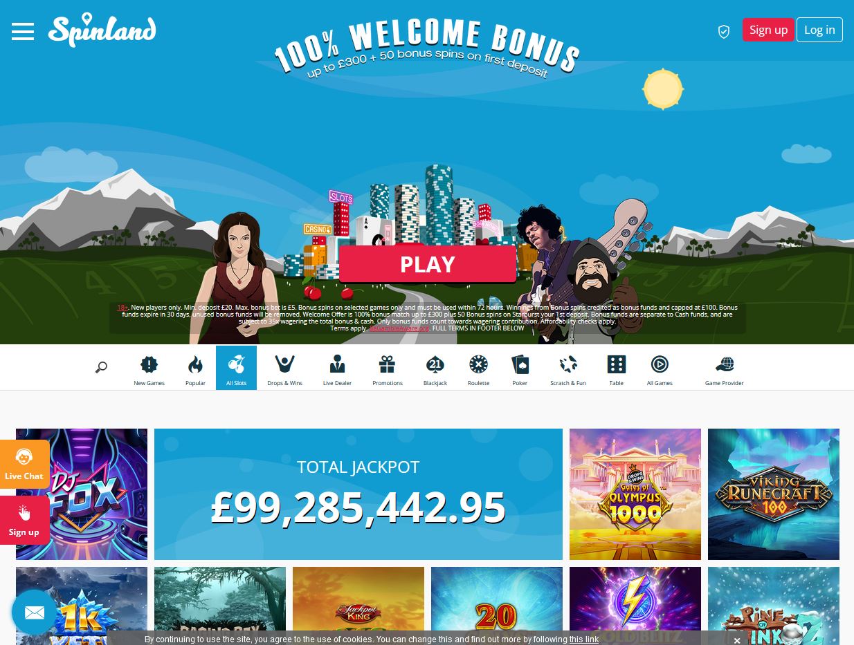 Spinland Casino Website Screenshot